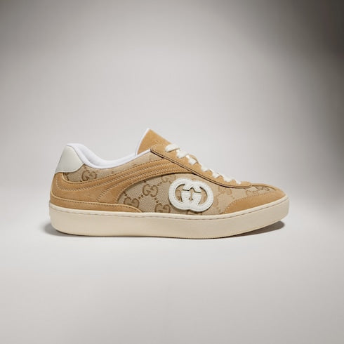 Women's G75 sneaker - beige and dark brown GG canvas