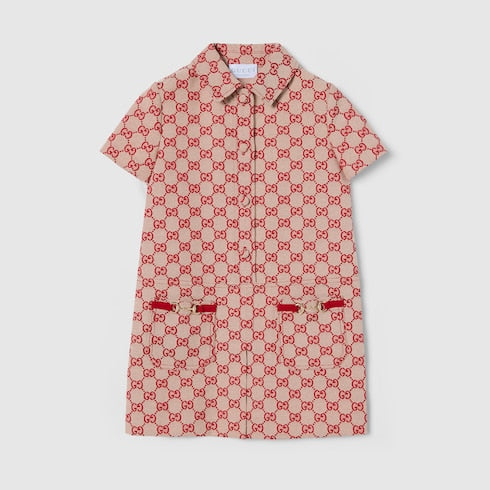Children's GG canvas dress - red