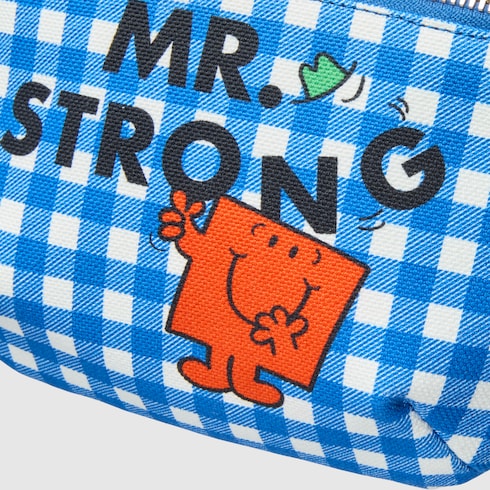 Children's belt bag with print - blue and white cotton