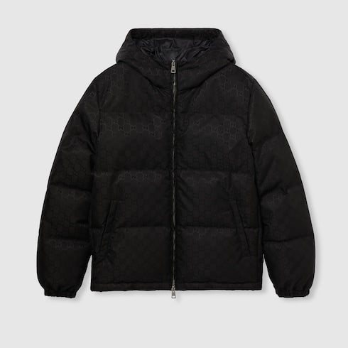 GG nylon canvas down jacket - black