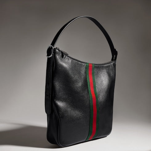 Lunetta medium crossbody bag - black soft leather