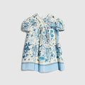 Baby printed crêpe de chine dress - white and light blue