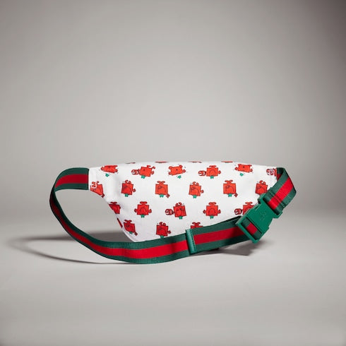 Children's printed GG belt bag - white GG canvas