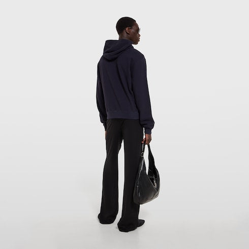 Cashmere blend sweatshirt with print - dark blue