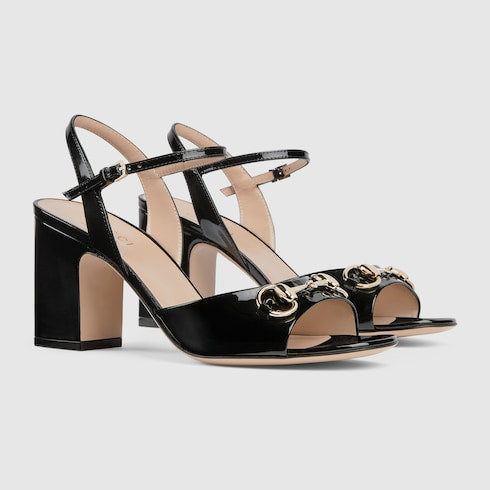 Women's Horsebit sandal - black patent leather