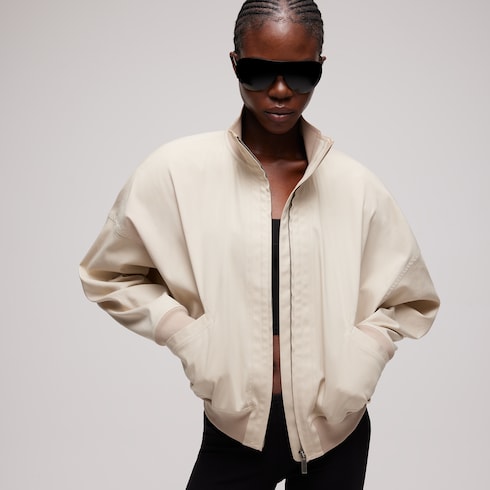 Silk poplin zip jacket - light beige