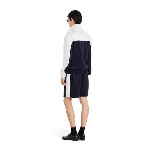 Technical jersey shorts with embroidery - dark blue
