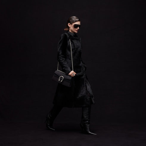 Dionysus medium shoulder bag - black GG canvas