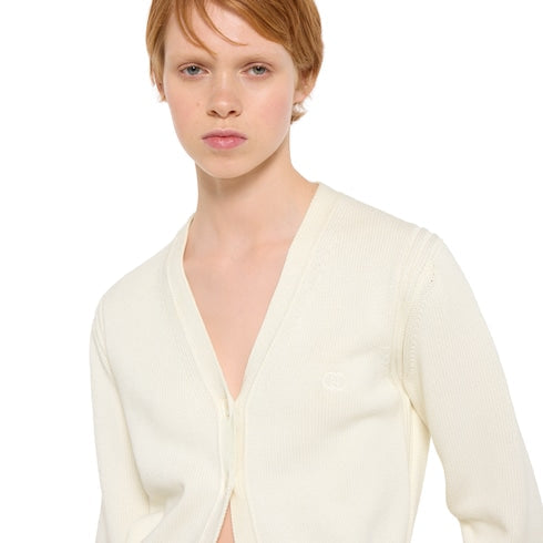 Cotton cardigan with embroidery - white