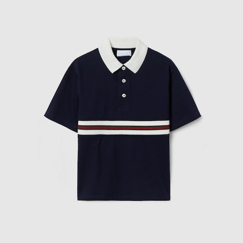Children's cotton polo shirt - dark blue