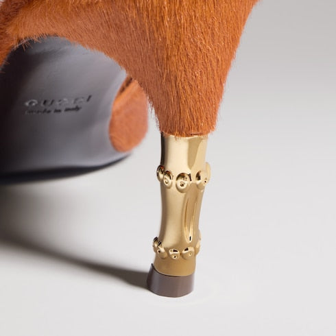 Women's Castello slide - orange calf hair
