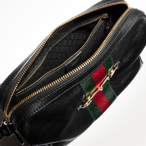 Gucci Horsebit Web small camera bag - black leather