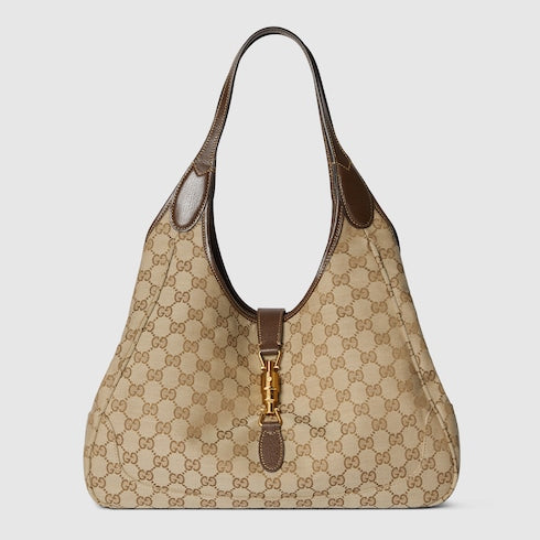 Mercato medium tote bag - sand and brown GG canvas