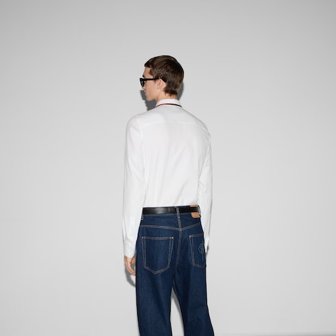 Oxford cotton shirt with Web - white