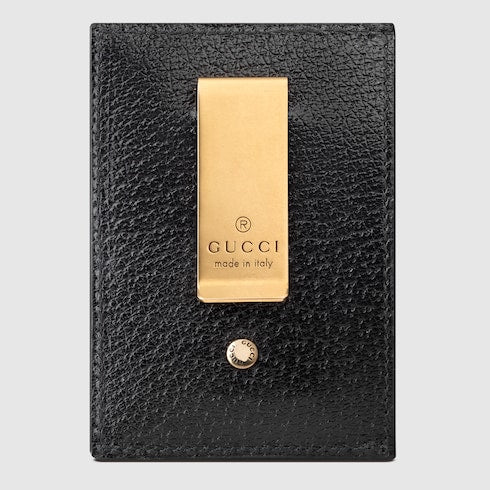 Black Leather GG Marmont Money Clip - Black Leather