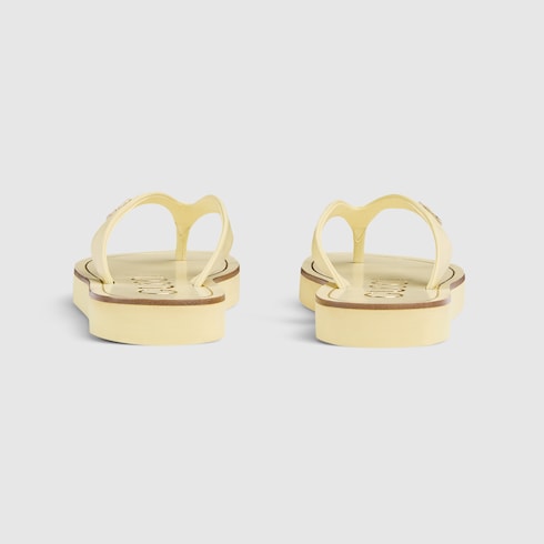 Women's thong sandal with Double G - yellow leather