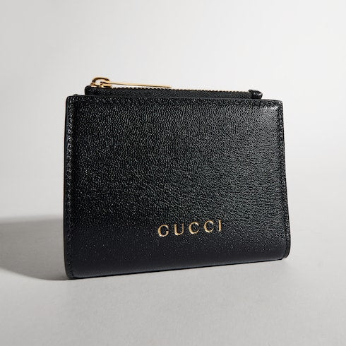Small wallet with Gucci lettering - black leather