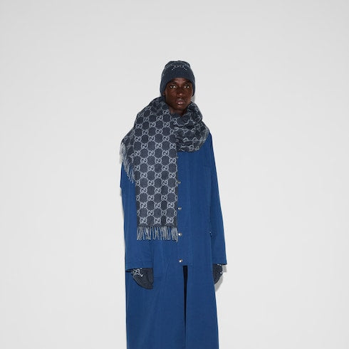 GG cashmere scarf - blue