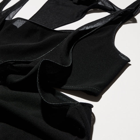 Light crêpe jersey bralette set - black