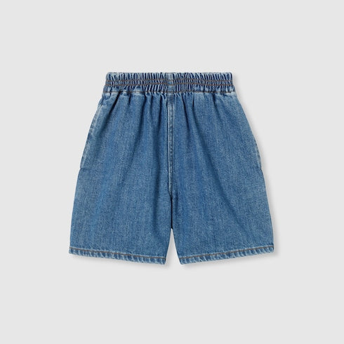 Children's lasered denim shorts - blue