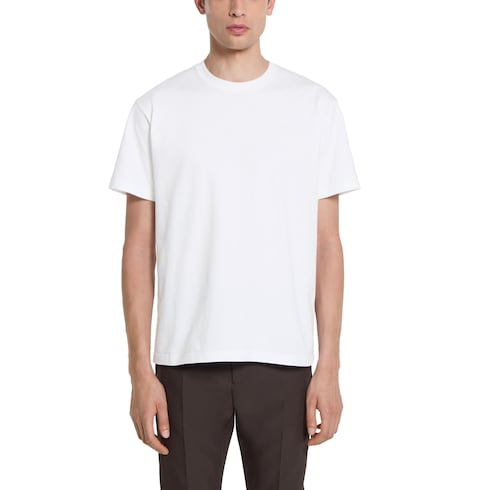 Cotton jersey T-shirt with embroidery - white