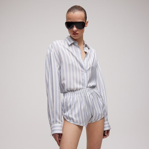 Gucci Interlocking G silk jacquard shirt - white and light blue