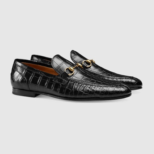 Men's Gucci Jordaan crocodile loafer - black