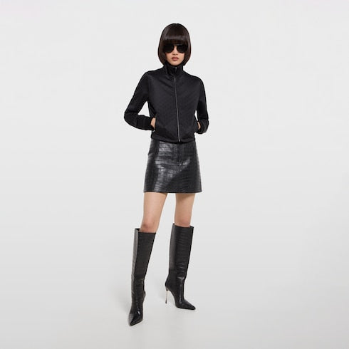 GG jersey jacquard zip jacket - black