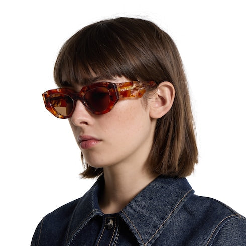 Cat eye frame sunglasses - warm brown tortoiseshell