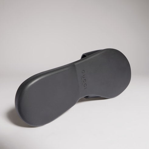 Women's slide sandal with Double G - black leather