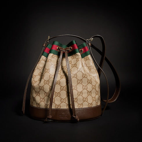 Gucci Venice small bucket bag - sand and brown GG canvas