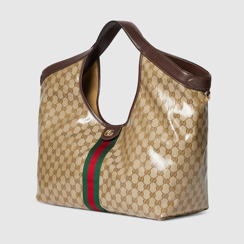 Gucci Giglio large tote bag - sand and brown GG fabric