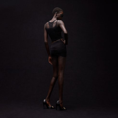 Crêpe jersey draped shorts - black