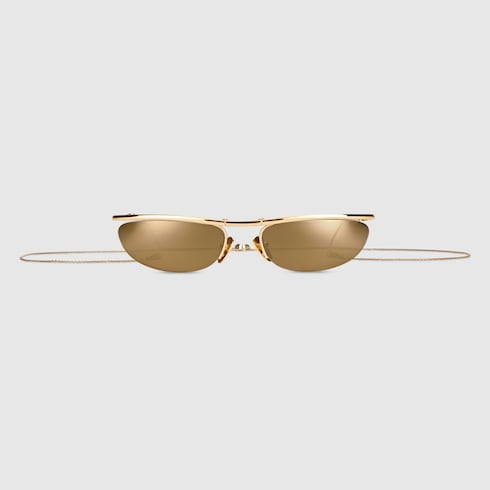 Foldable oval-shaped sunglasses - gold-toned