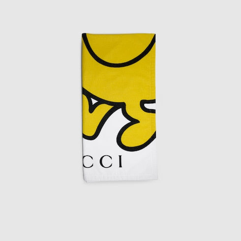 Children's cotton towel with prints - off white