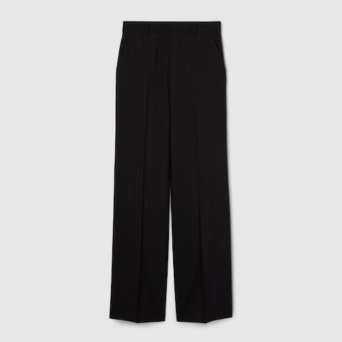 Pinstripe Gucci wool jacquard pants - black