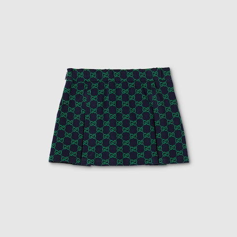 Children's GG cotton mini skirt - navy and green