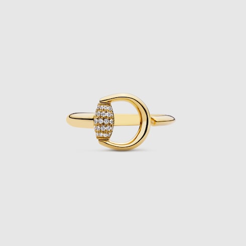 Gucci Horsebit diamond 18k open ring - 18k yellow gold