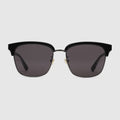 Shiny Black Ruthenium Metal Rectangular-Frame Sunglasses - Shiny Black Ruthenium Metal