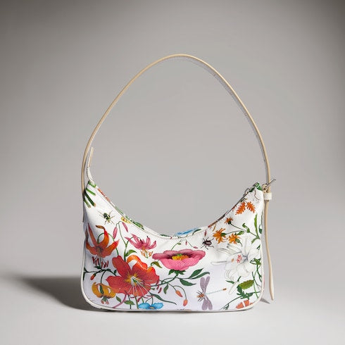 Lady Lunetta small shoulder bag - white and multicolor canvas
