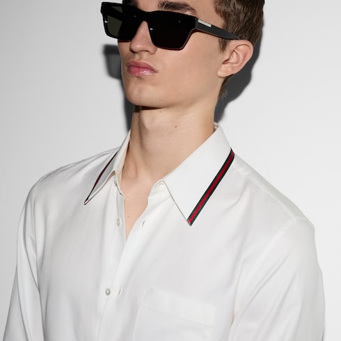 Oxford cotton shirt with Web - white