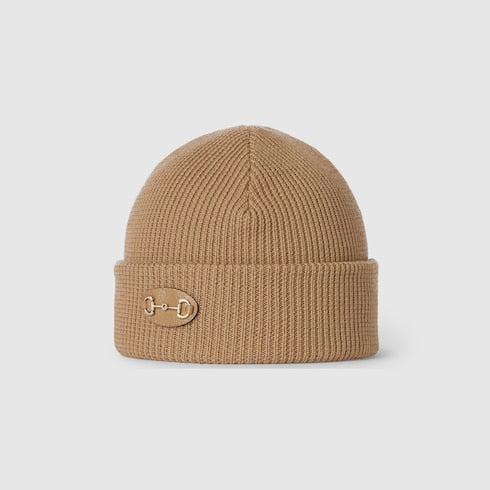 Wool hat with Horsebit - beige