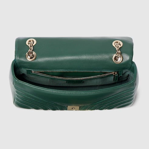 GG Marmont medium shoulder bag - green leather