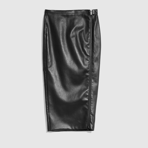 Lightweight stretch leather skirt - black