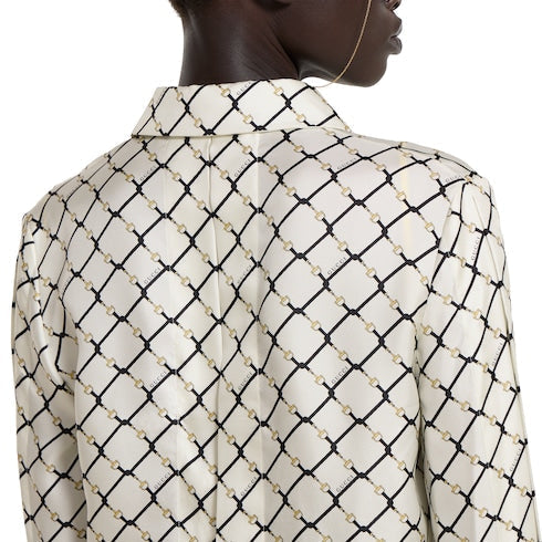 Printed silk twill shirt - white