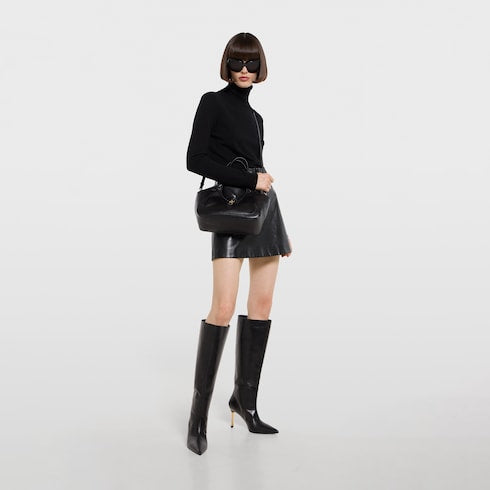 Mercato small tote bag - black leather