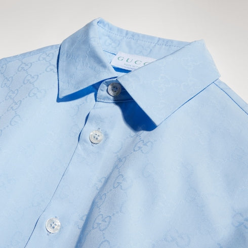 Children's GG poplin shirt - light blue