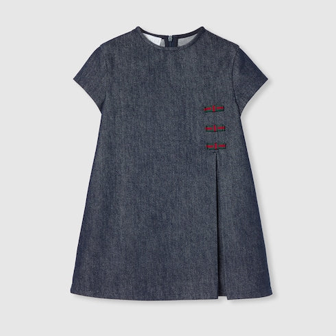 Children's denim dress with Web - dark blue