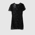 Embroidered tulle dress with sequins - black and grey