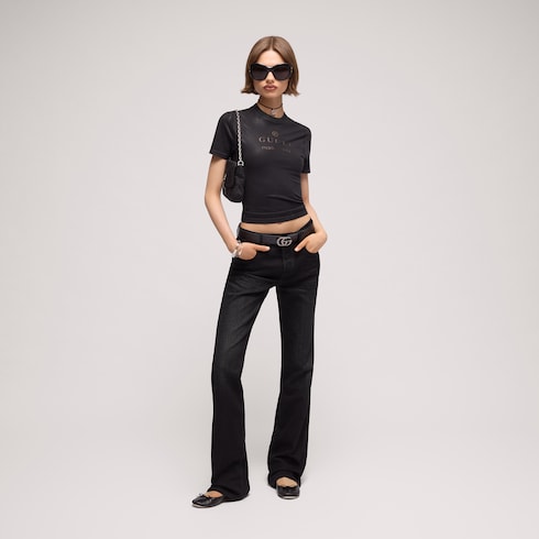 Women's ballerina with bamboo - black soft leather